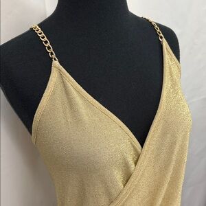 Venus Gold Chain Strap Wrap Top